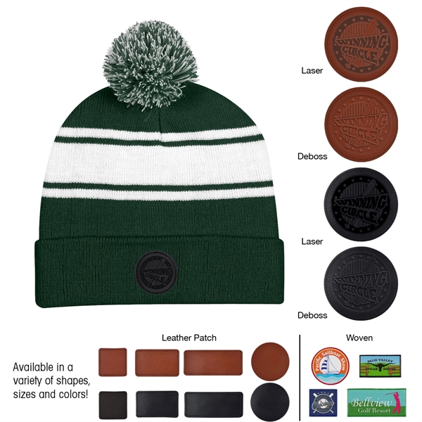 Two-Tone Knit Pom Beanie With Cuff - Two-Tone Knit Pom Beanie With Cuff - Image 16 of 33