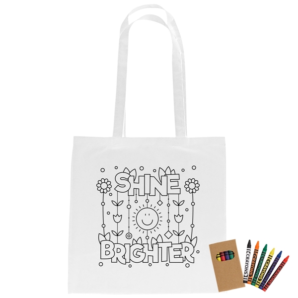 100% Cotton Coloring Tote Bag With Crayons - 100% Cotton Coloring Tote Bag With Crayons - Image 5 of 5