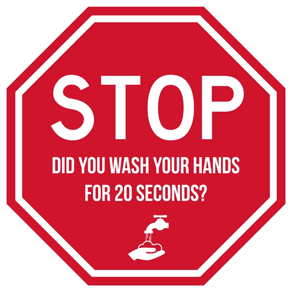 Wash Your Hands Stop Sign Sticker - Wash Your Hands Stop Sign Sticker - Image 0 of 3