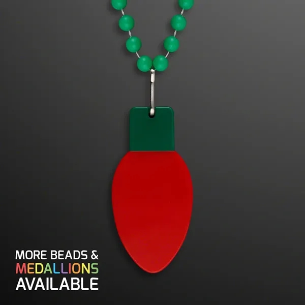 Red Bulb Medallion on Green Beads (NON-LIGHT UP) - Red Bulb Medallion on Green Beads (NON-LIGHT UP) - Image 1 of 3