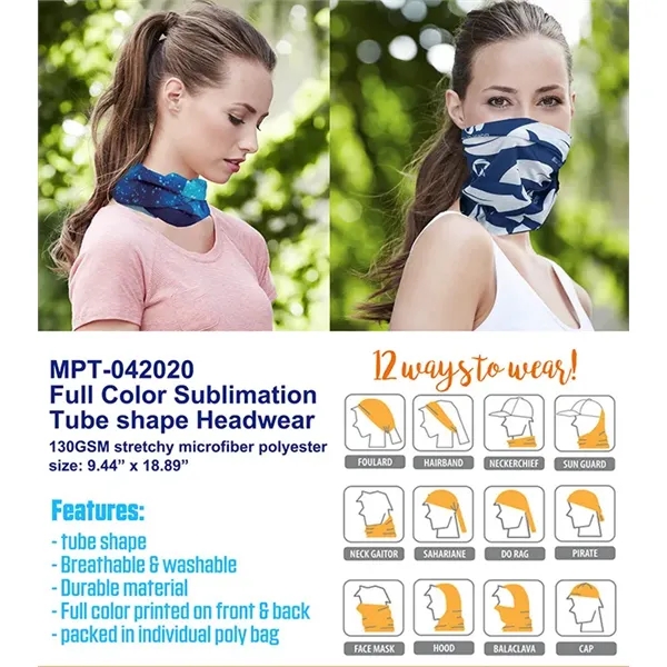 Full Color Sublimation Tube Shape Headwear - Full Color Sublimation Tube Shape Headwear - Image 0 of 0