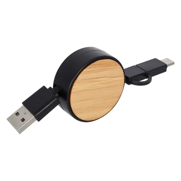 Bamboo Retractable 3-in-1 Charging Cable - Bamboo Retractable 3-in-1 Charging Cable - Image 1 of 4