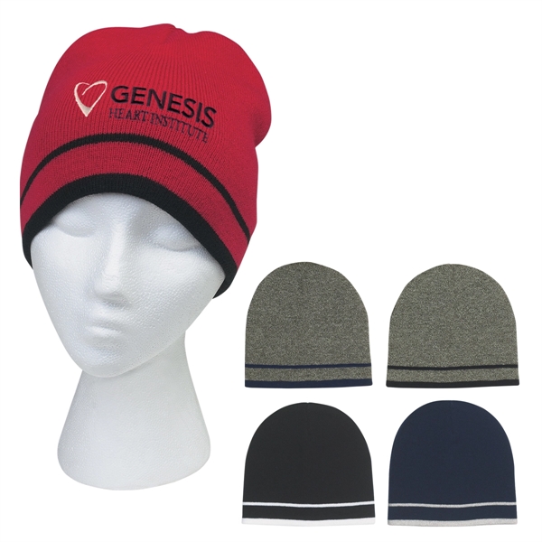 Knit Beanie With Double Stripe - Knit Beanie With Double Stripe - Image 0 of 10