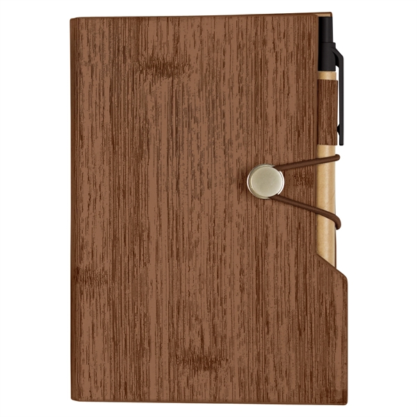 Custom Woodgrain Look Notebook With Sticky Notes And Flags