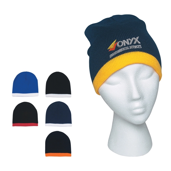 Knit Beanie With Stripe - Knit Beanie With Stripe - Image 0 of 8