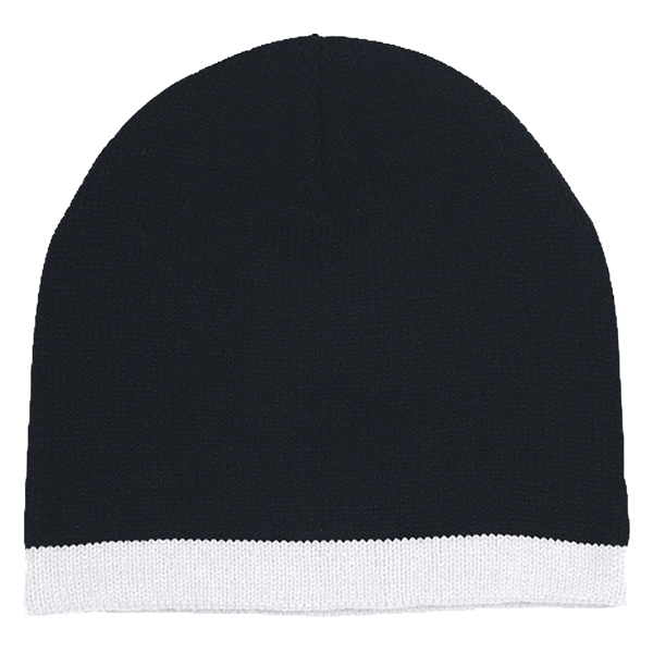 Knit Beanie With Stripe - Knit Beanie With Stripe - Image 7 of 8
