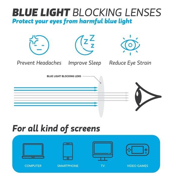 Blue Light Blocking Duo Frame W/Snap Dark Lens - Blue Light Blocking Duo Frame W/Snap Dark Lens - Image 3 of 3