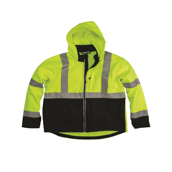 Berne Men's Tall Hi-Vis Class 3 Hooded Softshell Jacket - Berne Men's Tall Hi-Vis Class 3 Hooded Softshell Jacket - Image 0 of 6