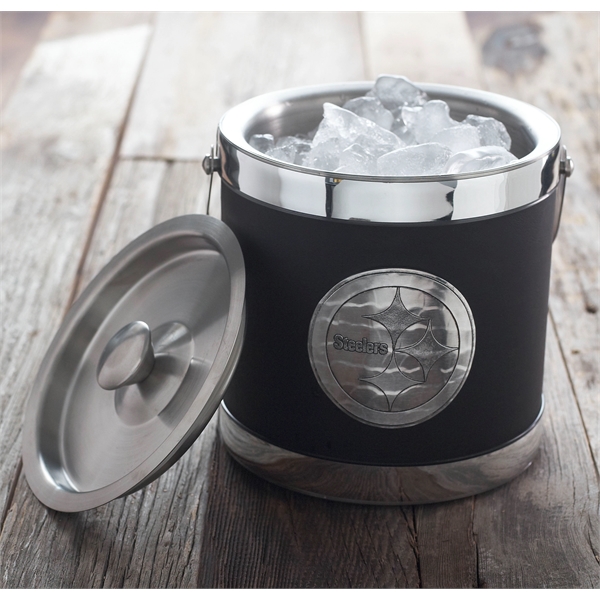 Leatherette Ice Bucket with Metal Medallion - Leatherette Ice Bucket with Metal Medallion - Image 0 of 1