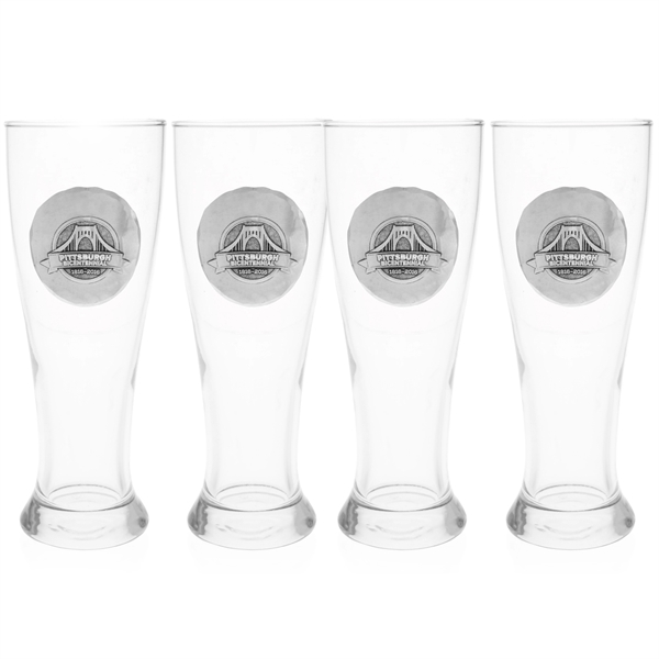 York Pilsner Glass with Metal Medallion - Set of 4 - York Pilsner Glass with Metal Medallion - Set of 4 - Image 5 of 8