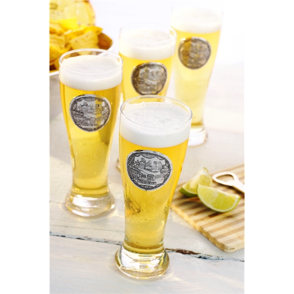 York Pilsner Glass with Metal Medallion - Set of 4 - York Pilsner Glass with Metal Medallion - Set of 4 - Image 6 of 8