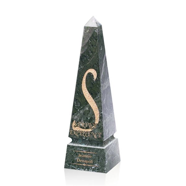 Custom Groove Marble Obelisk Award - Green