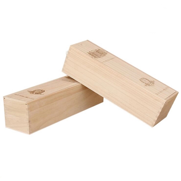 Single Wine Bottle Wooden Box With Handle - Single Wine Bottle Wooden Box With Handle - Image 3 of 5