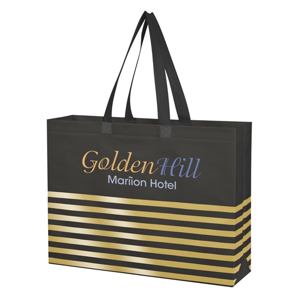 Non-Woven Horizontal Stripe Tote Bag - Non-Woven Horizontal Stripe Tote Bag - Image 18 of 34