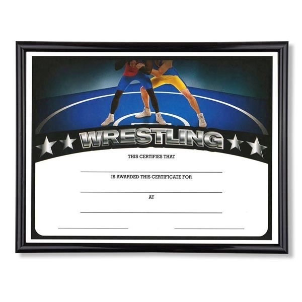 Sport Black Frame Certificate Holder w/Wrestling Certificate