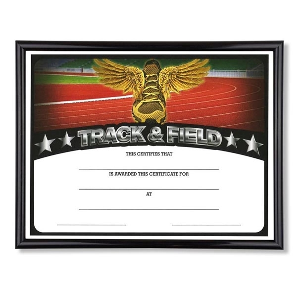 Sport Black Frame Certificate Holder w/Track & Field