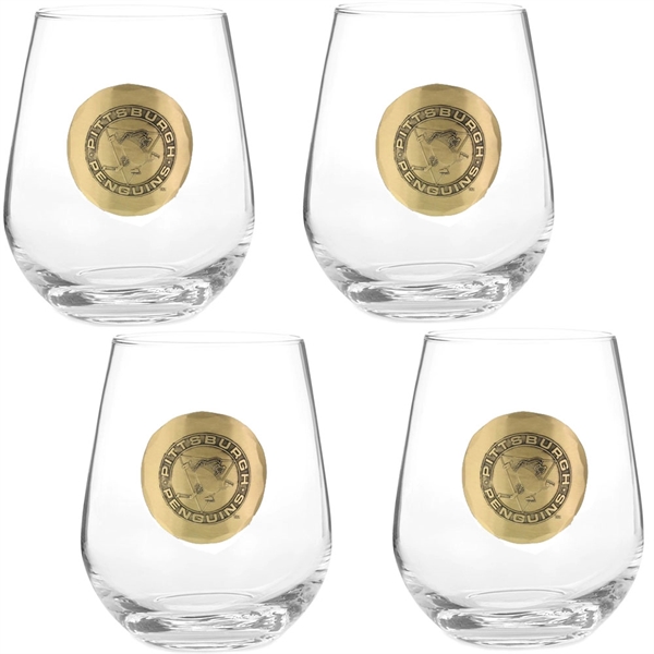 Stemless Wine Glass Set of 4 with Medallion - Stemless Wine Glass Set of 4 with Medallion - Image 2 of 3