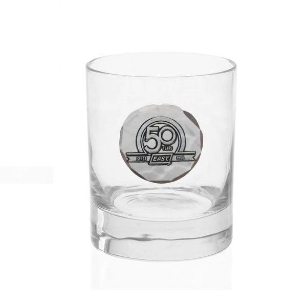 Round Rocks Glass with Metal Medallion - Round Rocks Glass with Metal Medallion - Image 1 of 2