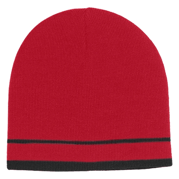 Knit Beanie With Double Stripe - Knit Beanie With Double Stripe - Image 10 of 10