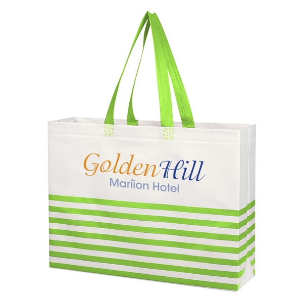 Non-Woven Horizontal Stripe Tote Bag - Non-Woven Horizontal Stripe Tote Bag - Image 19 of 34