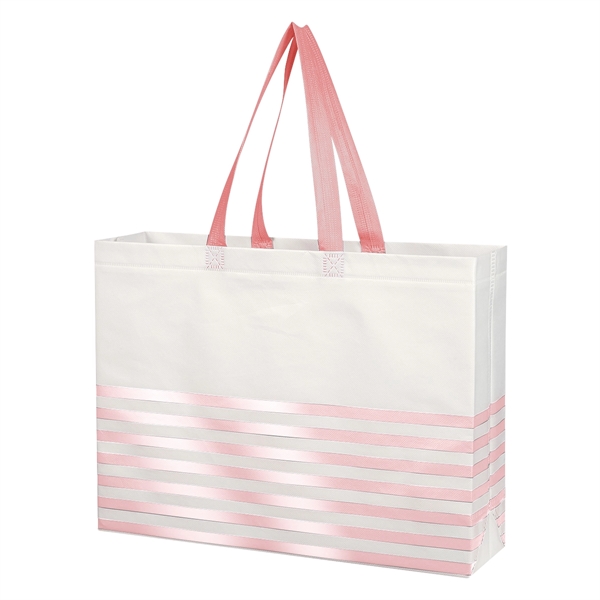 Non-Woven Horizontal Stripe Tote Bag - Non-Woven Horizontal Stripe Tote Bag - Image 32 of 34