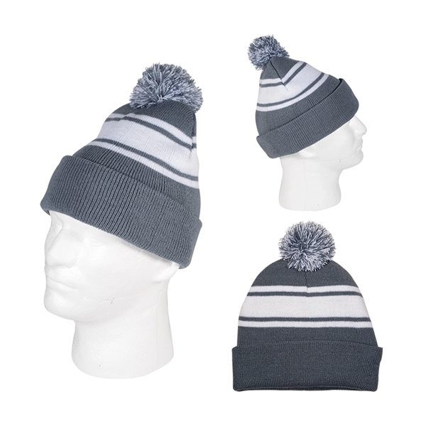 Knit Beanie with Pom Pom - Knit Beanie with Pom Pom - Image 7 of 9