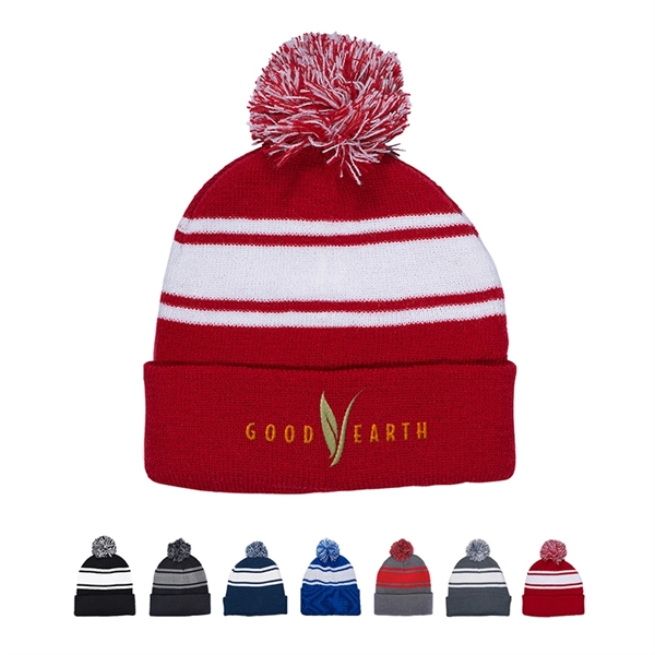 Knit Beanie with Pom Pom - Knit Beanie with Pom Pom - Image 0 of 9