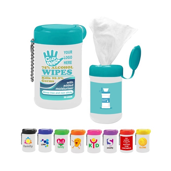 75% Alcohol Mini Travel Well Sanitizing Wipes Key Chain-30 - 75% Alcohol Mini Travel Well Sanitizing Wipes Key Chain-30 - Image 0 of 0