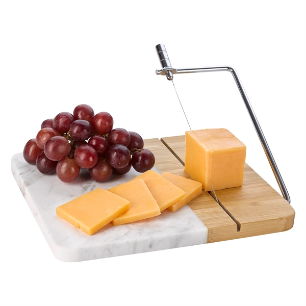 Marble and Bamboo Cheese Cutting Board With Slicer - Marble and Bamboo Cheese Cutting Board With Slicer - Image 2 of 3