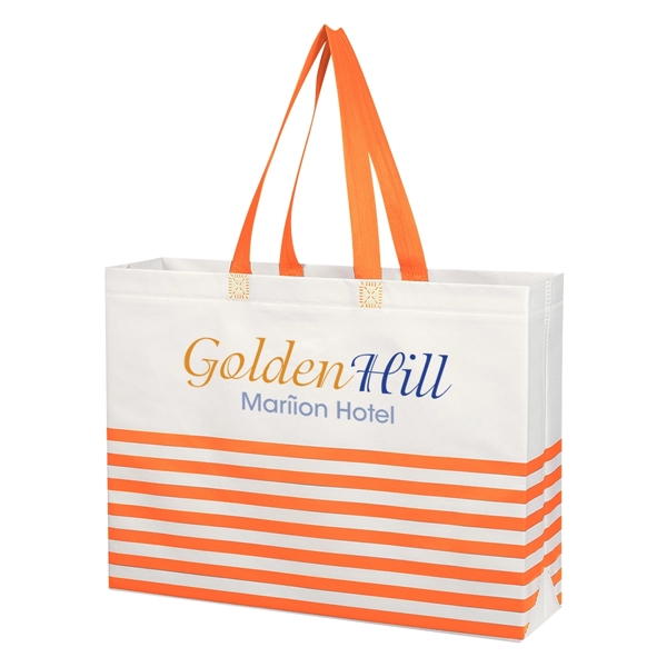 Non-Woven Horizontal Stripe Tote Bag - Non-Woven Horizontal Stripe Tote Bag - Image 20 of 34