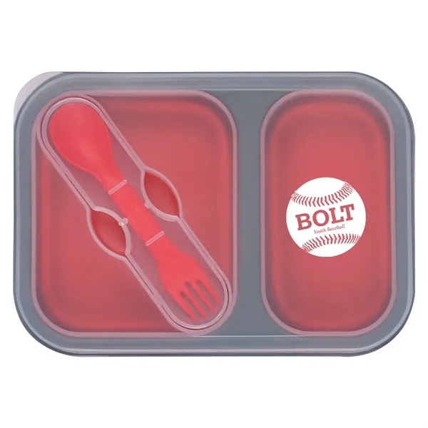 Collapsible Food Container With Dual Utensil