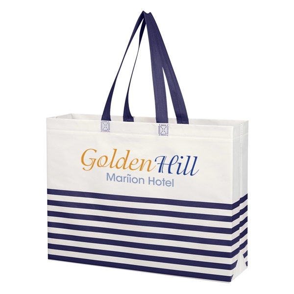 Non-Woven Horizontal Stripe Tote Bag - Non-Woven Horizontal Stripe Tote Bag - Image 15 of 34