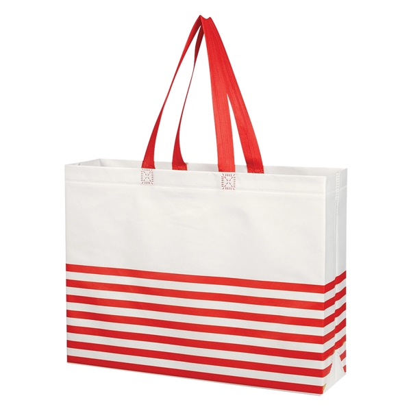 Non-Woven Horizontal Stripe Tote Bag - Non-Woven Horizontal Stripe Tote Bag - Image 25 of 34