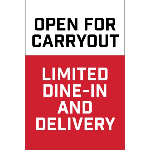 Stock Swing Sign - Double Sided Kit (Open For Carryout etc) - Stock Swing Sign - Double Sided Kit (Open For Carryout etc) - Image 1 of 1