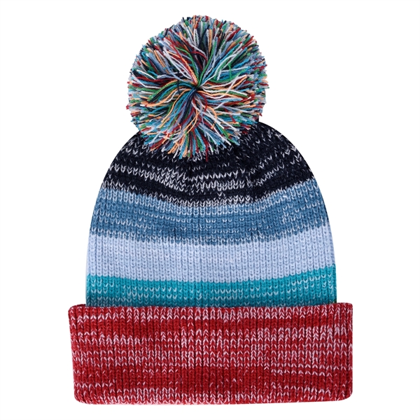 Aura Pom Beanie With Cuff - Aura Pom Beanie With Cuff - Image 2 of 4