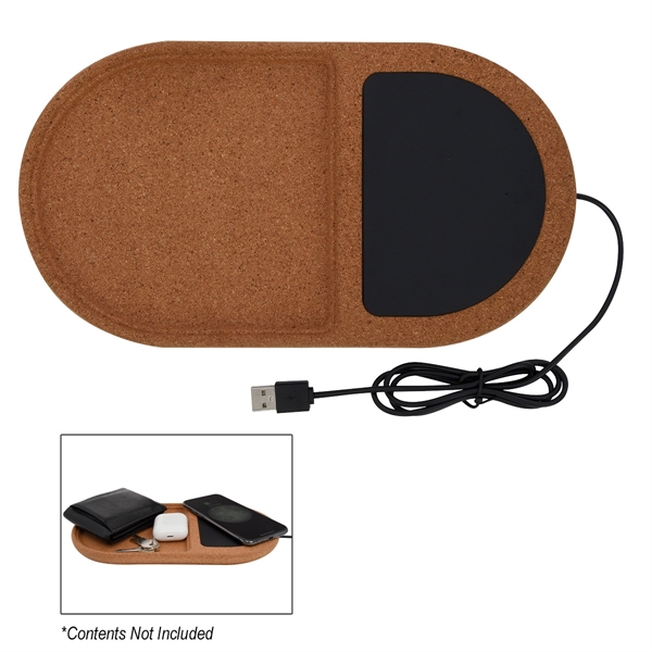 Custom Cork Wireless Charging Pad Desktop Organizer