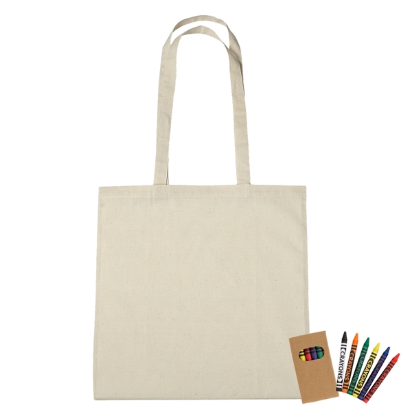 100% Cotton Coloring Tote Bag With Crayons - 100% Cotton Coloring Tote Bag With Crayons - Image 2 of 5