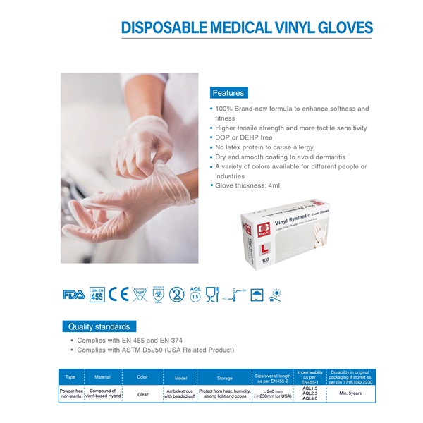 Disposable Vinyl Gloves Box Of 100 - Disposable Vinyl Gloves Box Of 100 - Image 3 of 3