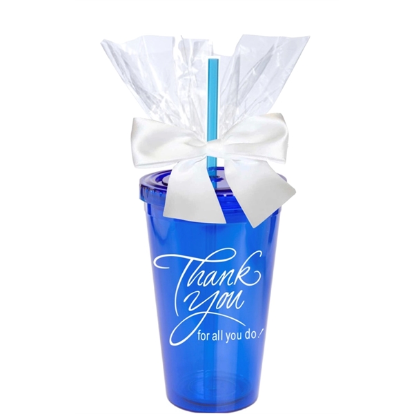 Thank You Candy Tumbler with Straw - Thank You Candy Tumbler with Straw - Image 1 of 3