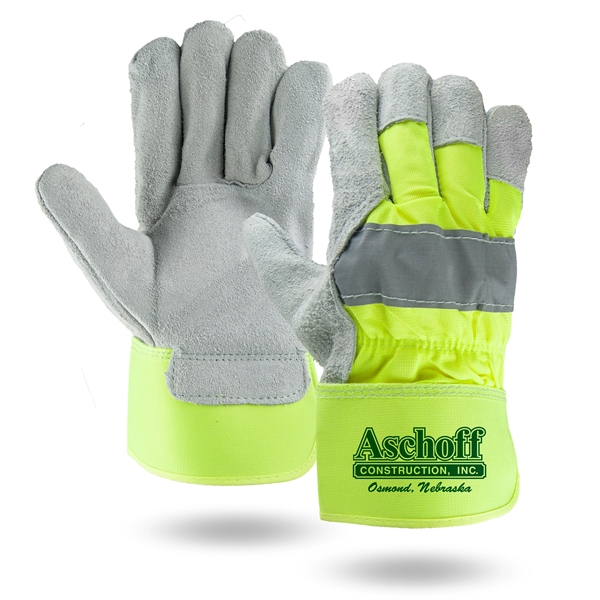 Hi-Viz Leather Palm Gloves - Hi-Viz Leather Palm Gloves - Image 0 of 1