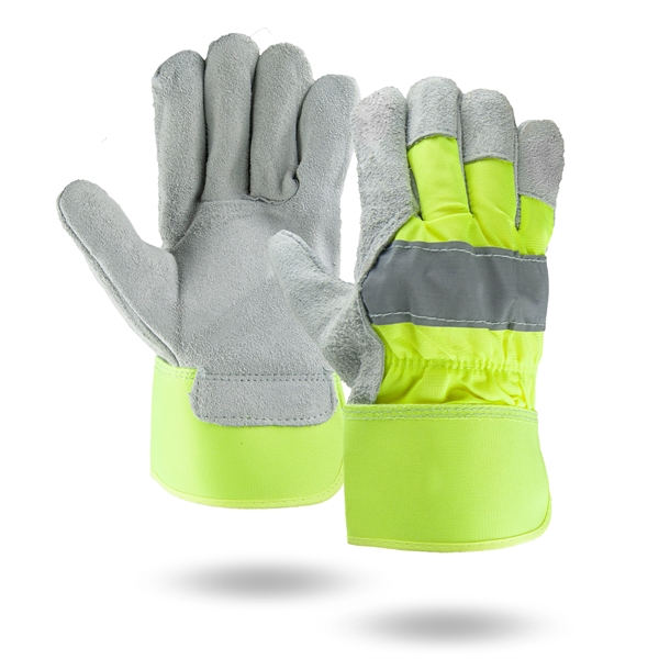 Hi-Viz Leather Palm Gloves - Hi-Viz Leather Palm Gloves - Image 1 of 1