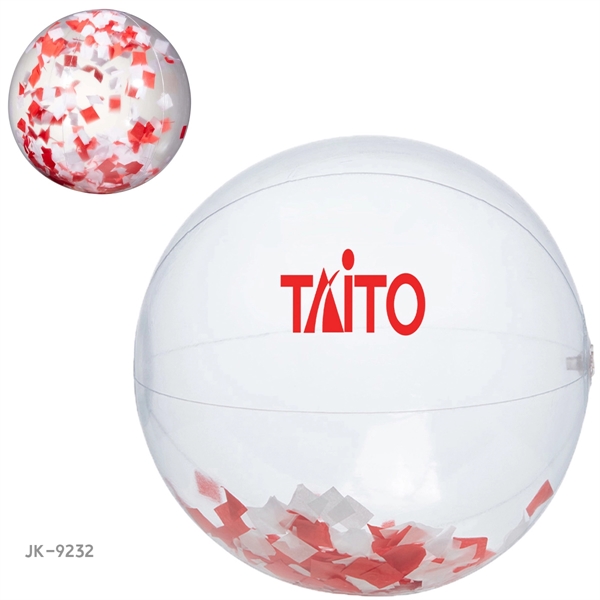 16" Red and White Confetti Beach Ball - 16" Red and White Confetti Beach Ball - Image 4 of 4