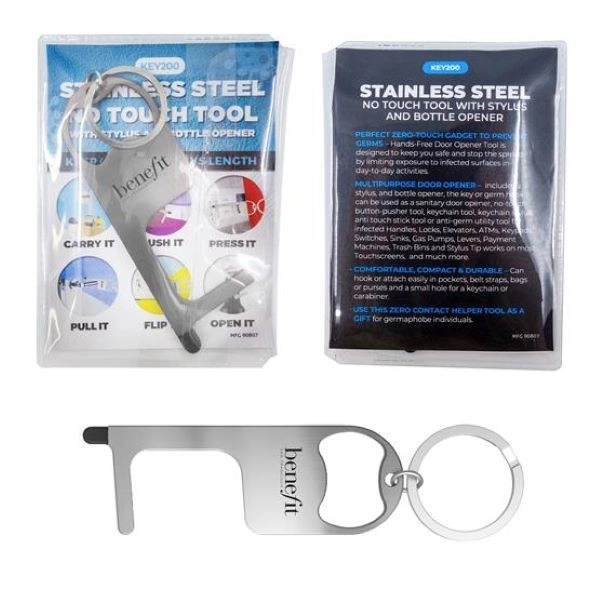 Stainless Steel No Touch Tool With Stylus And Bottle Opener - Stainless Steel No Touch Tool With Stylus And Bottle Opener - Image 1 of 7
