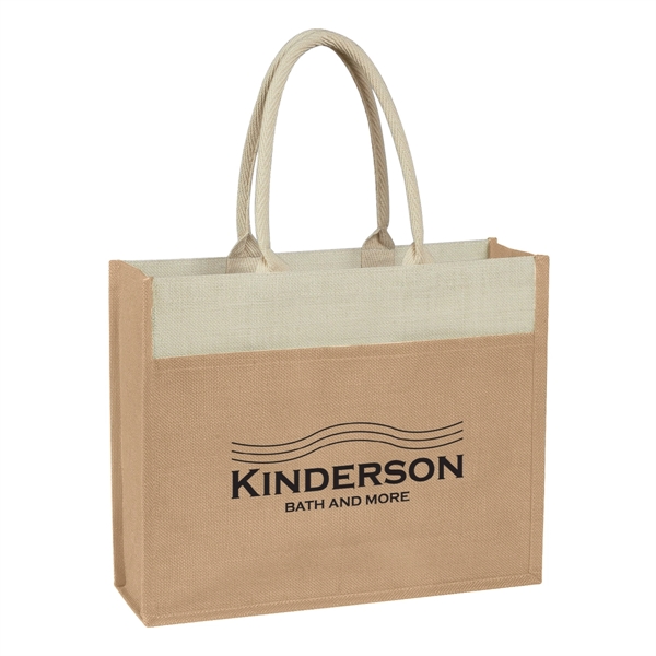 Jute Tote Bag With Front Pocket - Jute Tote Bag With Front Pocket - Image 3 of 9