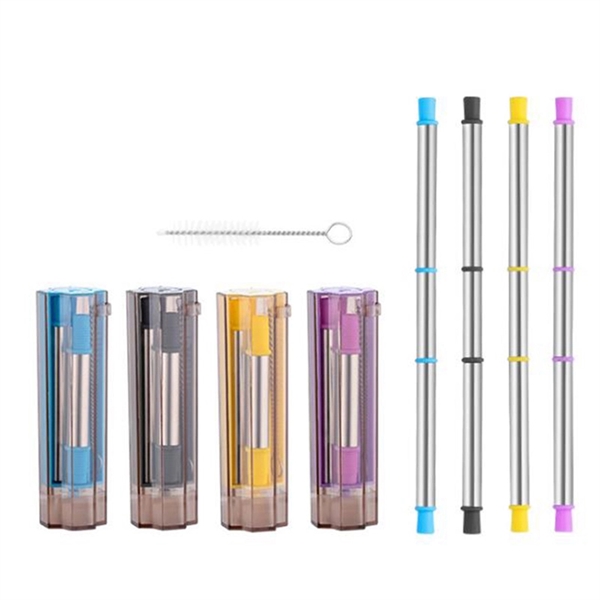 Collapsible Stainless Steel Straw Kit - Collapsible Stainless Steel Straw Kit - Image 0 of 2