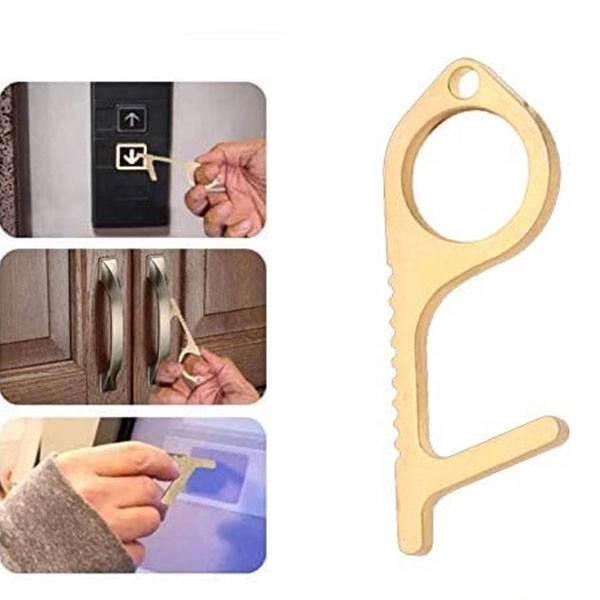 Portable Hygiene Hand Antimicrobial Brass EDC Door Opener - Portable Hygiene Hand Antimicrobial Brass EDC Door Opener - Image 2 of 4