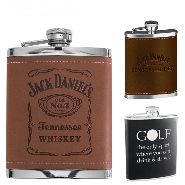 Walters Leather Premium Stainless Steel Hip Flask - 6 Oz - Walters Leather Premium Stainless Steel Hip Flask - 6 Oz - Image 0 of 1