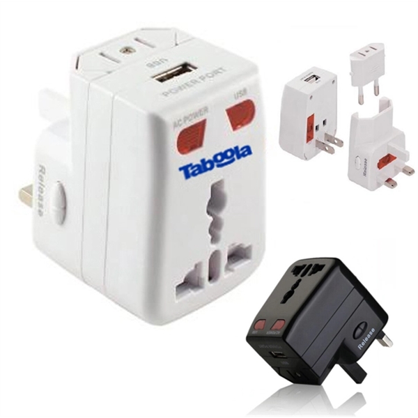 Universal Travel Adapter With Surge Protector And USB Port - Universal Travel Adapter With Surge Protector And USB Port - Image 0 of 4