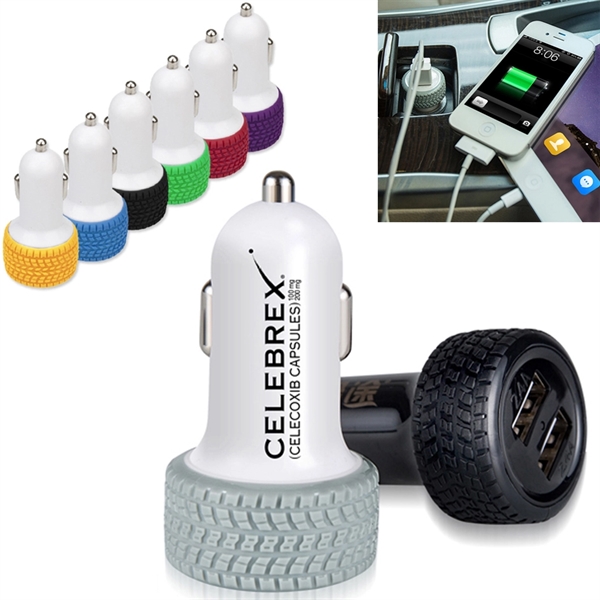 Tire Dual USB Car Charger - Tire Dual USB Car Charger - Image 0 of 2