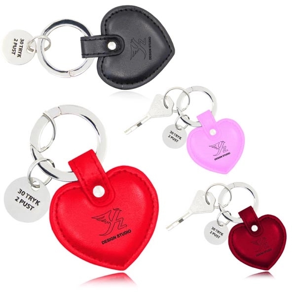 Heart Shaped Leather Key Holder With Metal Charm - Heart Shaped Leather Key Holder With Metal Charm - Image 0 of 0